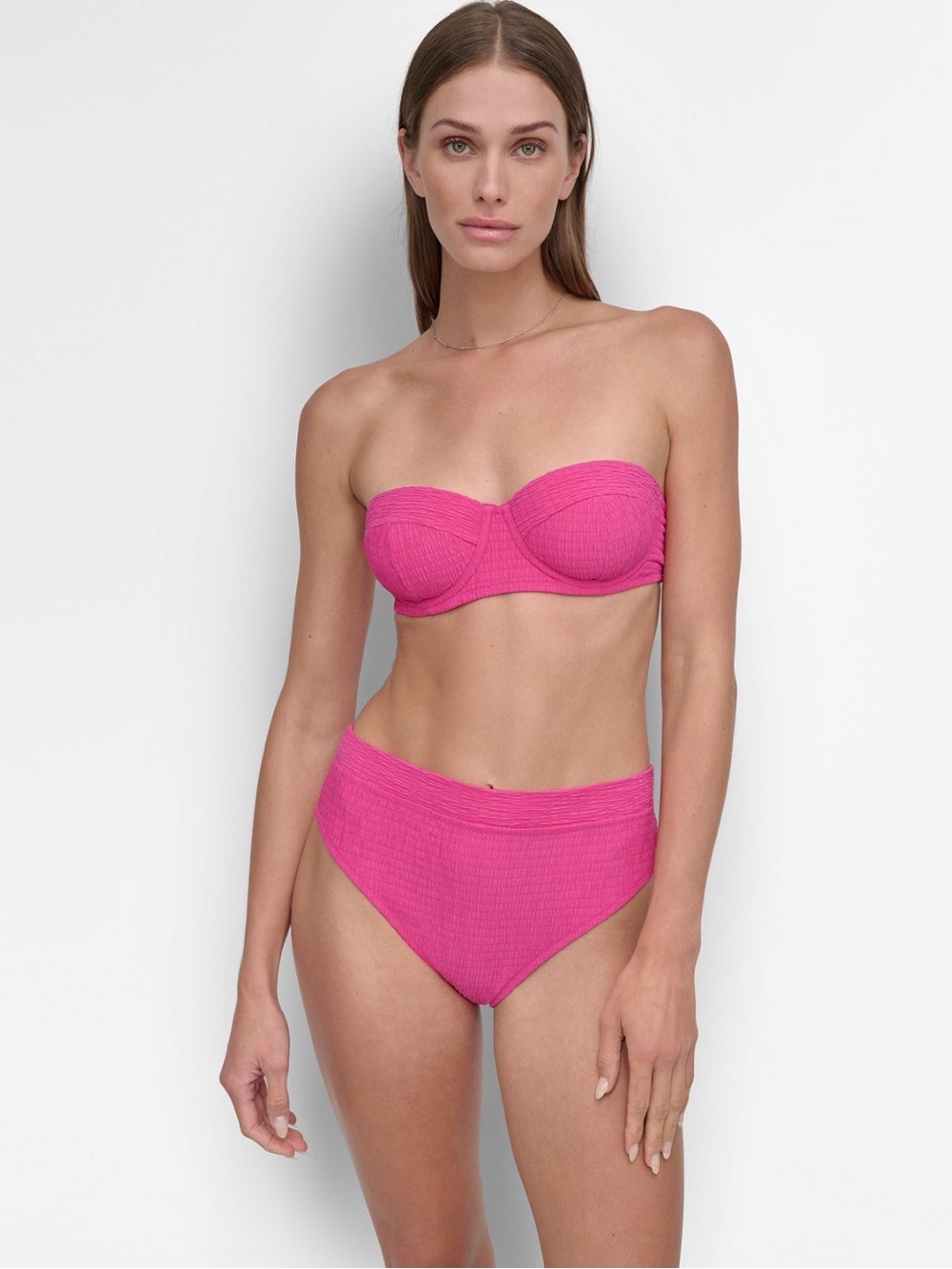DKNY Women’s Textured Molded Balconette Bikini Top & High-Waist Bottoms